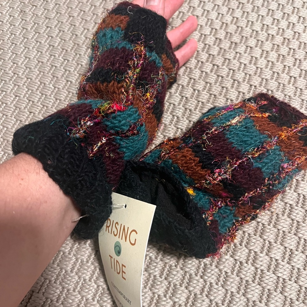 Rising Tide Colorful Knit Fingerless Gloves